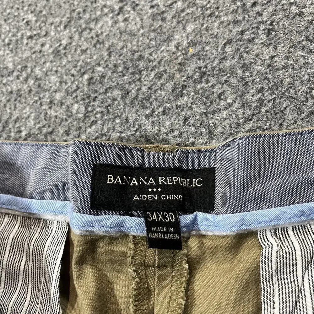 Banana Republic Pants Mens 34x30 Beige Aiden Chino Cotton Zip Slim Flat Front